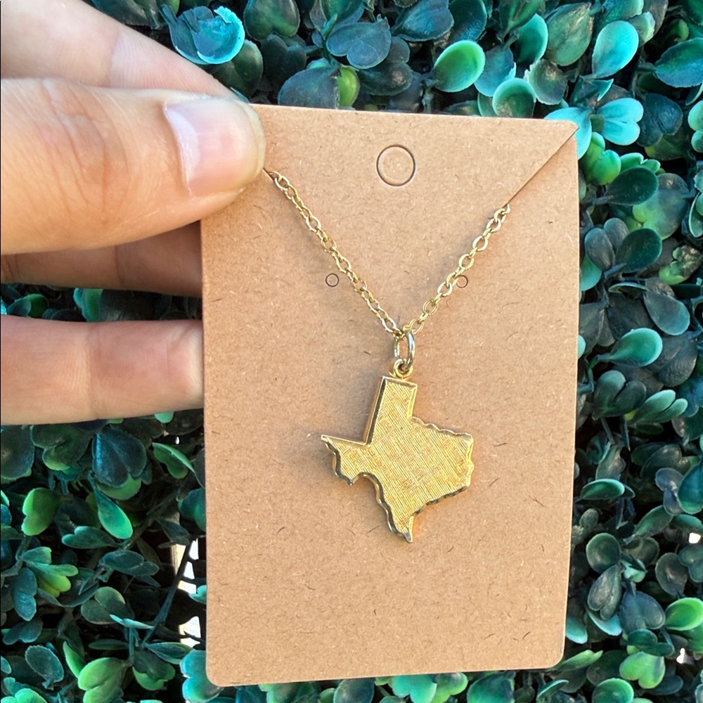 Gold Tone Texas State Pendant Necklace - Women Jewelry
